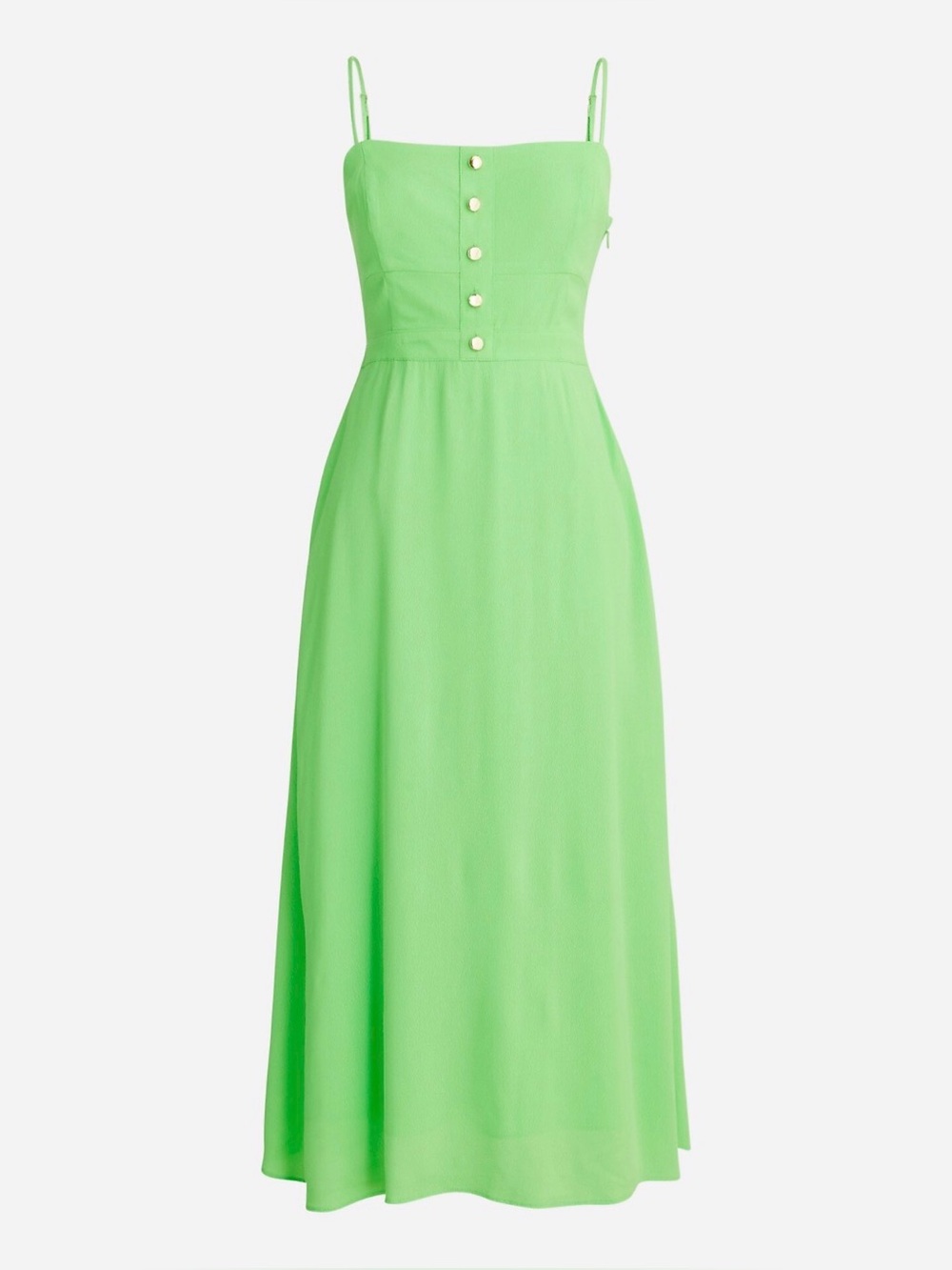 J. Crew Lime Green Button-Front Midi Dress